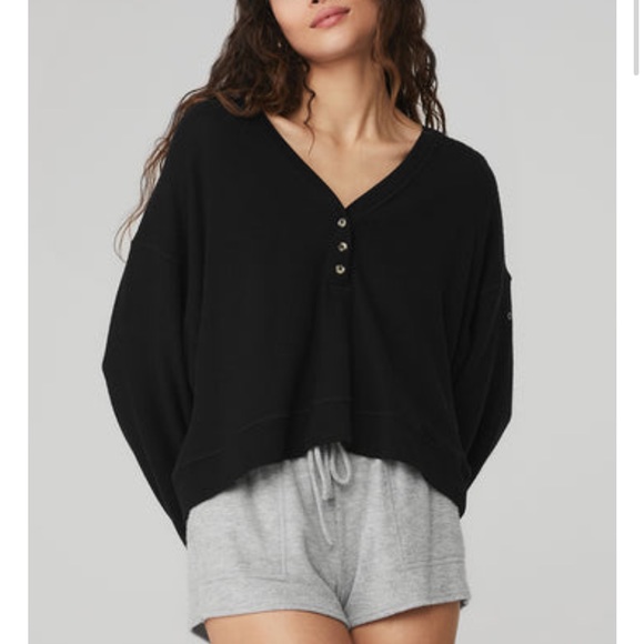 NWOT Waffle Crop Henley. Color sold out! - Picture 5 of 8